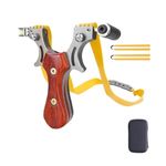 Sport si Outdoor - Accesorii si echipamente sportive - Sporturi de precizie - Set prastie metalica cu laser si 200 bile metalice 10 mm, 12 cm, boloboc, maner lemn, maro, husa inclusa - Infinity.ro