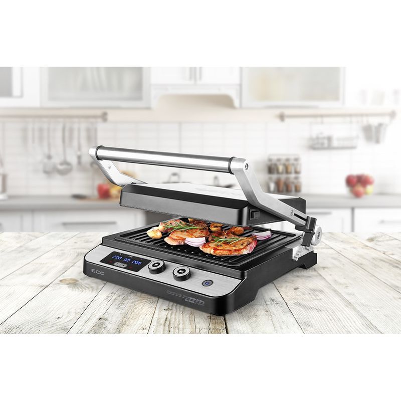 Electronice si Electrocasnice - Electrocasnice bucatarie - Aparate de gatit & desert - Gratare electrice - Contact grill ECG KG 1000 Gourmet, 1650–2000 W, 2 termostate independente - Infinity.ro
