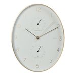 Casa si Gradina - Decoratiuni - Ceasuri - Ceas de perete cu statie meteo, 34 cm, alb cu auriu, design modern - Infinity.ro