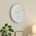 Casa si Gradina - Decoratiuni - Ceasuri - Ceas de perete cu statie meteo, 34 cm, alb cu auriu, design modern - Infinity.ro