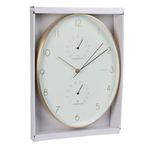 Casa si Gradina - Decoratiuni - Ceasuri - Ceas de perete cu statie meteo, 34 cm, alb cu auriu, design modern - Infinity.ro