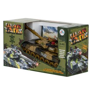 Tanc cu telecomanda 1:14 camuflaj desert, viteza maxima 8 km/h, 33x12x12 cm