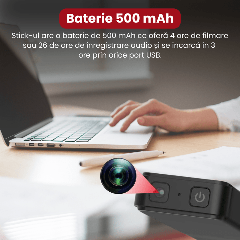 Laptop, Telefoane si Tablete - Wearables si gadgeturi - Gadgeturi - Dispozitive spionaj - Stick cu camera ascunsa, rezolutie 1080P, detectie miscare, autonomie 4 ore, inregistrare in bucla - Infinity.ro