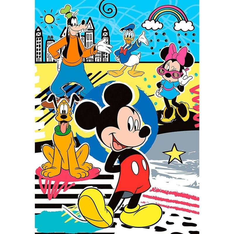 Jucarii, Copii si Bebe - Jucarii si jocuri - Jocuri si puzzle - Puzzle - Set 2 puzzle Mickey Mouse Clasic 22.5x33.5cm 104 piese, 3D 10x9x21cm - Infinity.ro