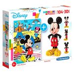 Jucarii, Copii si Bebe - Jucarii si jocuri - Jocuri si puzzle - Puzzle - Set 2 puzzle Mickey Mouse Clasic 22.5x33.5cm 104 piese, 3D 10x9x21cm - Infinity.ro
