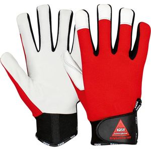 Hase - Manusi PowerGrip 3, piele nappa cu velcro, rosu/alb/negru, mas. 9 [402005/9]