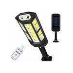 Casa si Gradina - Corpuri si surse de iluminat - Iluminat exterior - Lampi solare - Lampa solara LED, 3 moduri, senzor de miscare, 124 LED-uri, neagra, 24.5x11x3.5 cm - Infinity.ro