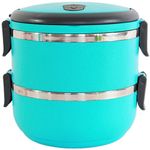 Casa si Gradina - Bucatarie si vesela - Organizare si depozitare bucatarie - Cutii alimentare - Cutie de pranz, 2 compartimente, plastic/metal, albastra, 1.4 L - Infinity.ro