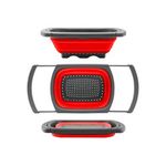 Casa si Gradina - Bucatarie si vesela - Ustensile bucatarie - Site bucatarie, strecuratori si accesorii - Strecuratoare din silicon, pliabila, extensibila 33-60 cm, rosu/gri - Infinity.ro