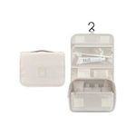 Ingrijire personala si Cosmetice - Machiaj - Portfarduri si genti cosmetice - Geanta cosmetice pentru calatorii, crem, 21.5x24x 8 cm - Infinity.ro