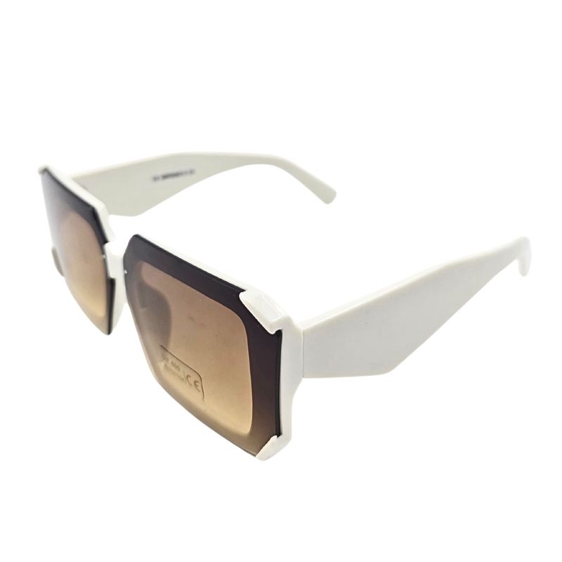 Fashion, accesorii si bijuterii - Femei - Accesorii femei - Ochelari de soare femei - Ochelari de soare, dama, Tiara, rama alb-crem cu maro degradé, forma patrata, lentile maro fumurii, protectie UV 400 - Infinity.ro