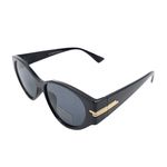 Fashion, accesorii si bijuterii - Femei - Accesorii femei - Ochelari de soare femei - Ochelari de soare, dama, Tiara, negri luciosi, forma cat-eye cu accente aurii, lentile fumurii inchise, protectie UV 400 - Infinity.ro