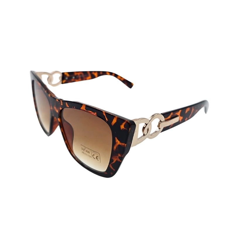 Fashion, accesorii si bijuterii - Femei - Accesorii femei - Ochelari de soare femei - Ochelari de soare, dama, Tiara, leopard, rama tortoise lucioasa, forma patrata, lentile maro degrade, protectie UV 400 - Infinity.ro