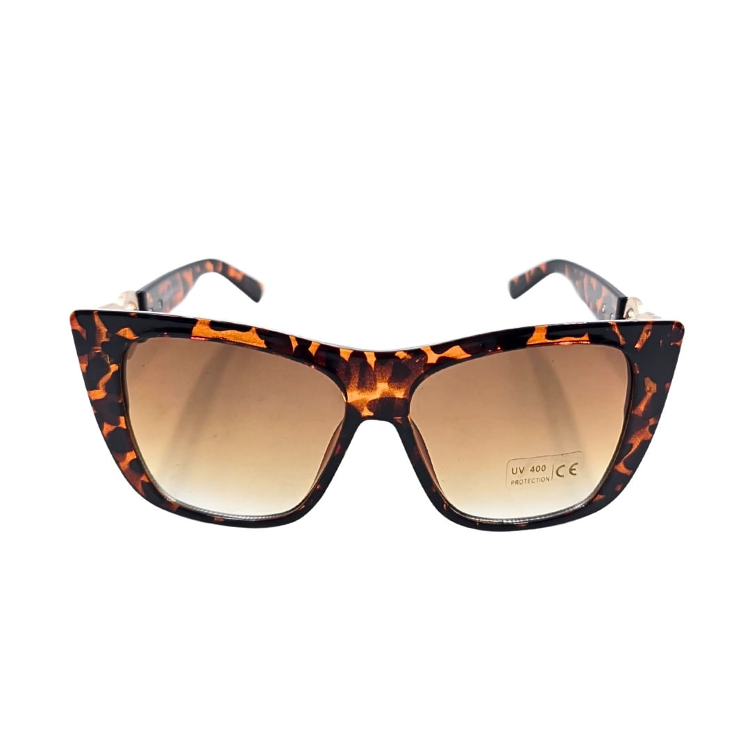Ochelari de soare, dama, Tiara, leopard, rama tortoise lucioasa, forma patrata, lentile maro degrade, protectie UV 400