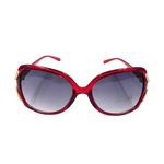 Fashion, accesorii si bijuterii - Femei - Accesorii femei - Ochelari de soare femei - Ochelari de soare dama, Tiara, rama rosie lucioasa, forma fluture, detalii aurii, lentile fumurii, protectie UV 400 - Infinity.ro