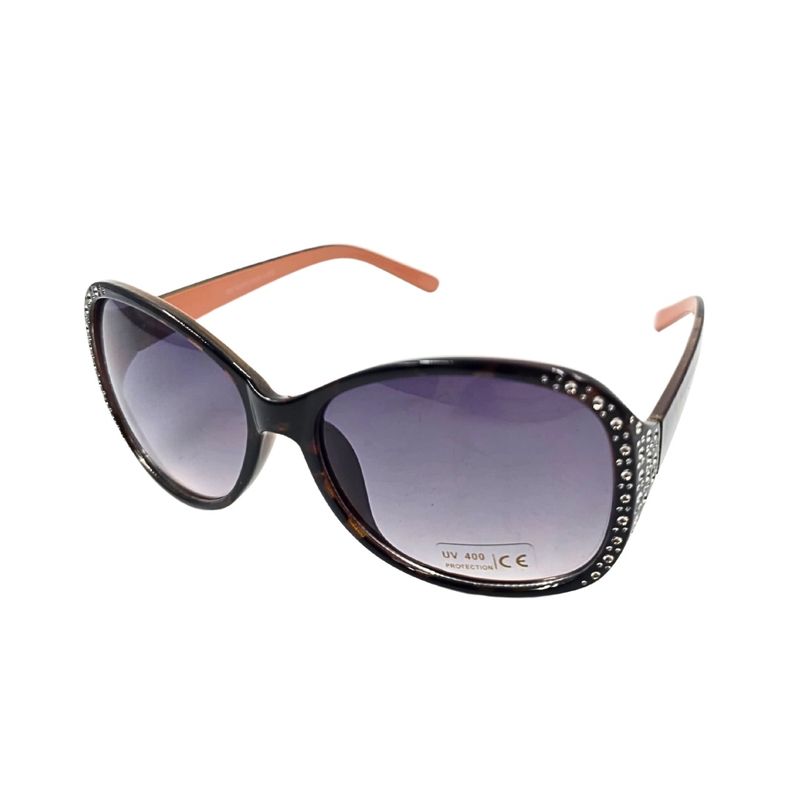 Fashion, accesorii si bijuterii - Femei - Accesorii femei - Ochelari de soare femei - Ochelari de soare dama, Tiara, rama leopard cu cristale, forma fluture, lentile fumurii degrade, protectie UV 400 - Infinity.ro