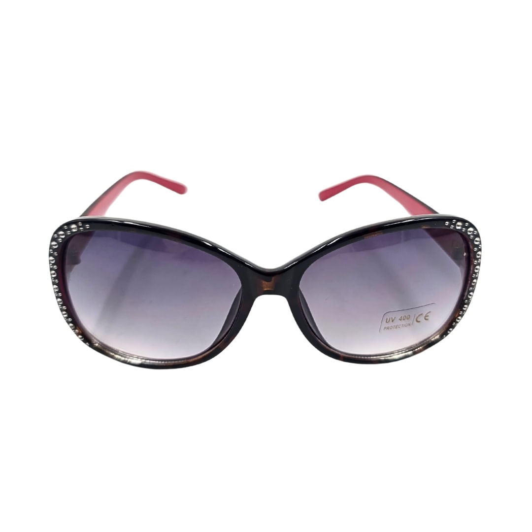 Ochelari de soare dama, Tiara, rama leopard cu cristale, forma fluture, lentile fumurii degrade, protectie UV 400