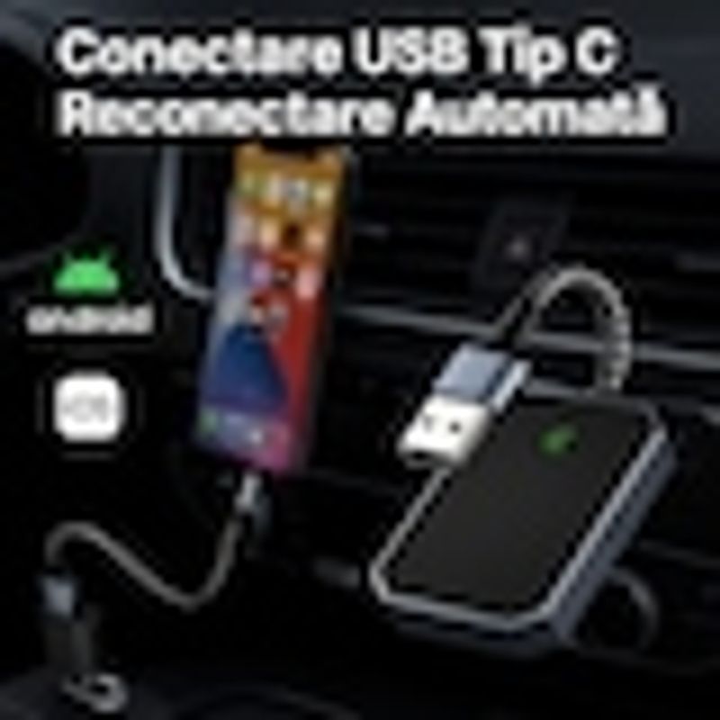 Auto si Moto - Electronice auto - Accesorii electronice auto - Modulator Auto 2 in 1 CarPlay Wireless – Modulator FM Multifunctional, Compatibil iPhone si Android - Infinity.ro