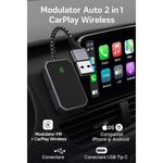 Auto si Moto - Electronice auto - Accesorii electronice auto - Modulator Auto 2 in 1 CarPlay Wireless – Modulator FM Multifunctional, Compatibil iPhone si Android - Infinity.ro