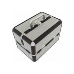 Ingrijire personala si Cosmetice - Machiaj - Portfarduri si genti cosmetice - Geanta cosmetice, 5 compartimente, aluminiu/catifea, argintiu, 25x17x 17 cm - Infinity.ro