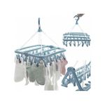 Market - Spalare si intretinere rufe - Uscatoare de rufe si accesorii - Uscator pentru sosete si lenjerie intima, 32 clesti, plastic, albastru, 32x32 cm - Infinity.ro