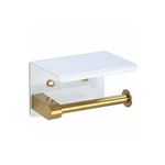 Casa si Gradina - Sanitare - Suporturi si accesorii baie - Suporturi baie - Suport hartie igienica, otel inoxidabil, alb/auriu - Infinity.ro