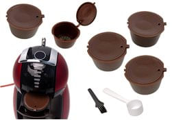 Set 5 capsule cafea, reutilizabile, compatibile cu Dolce Gusto, maro