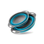Casa si Gradina - Bucatarie si vesela - Ustensile bucatarie - Site bucatarie, strecuratori si accesorii - Set 2 site, pliabile, plastic/silicon, rotunde, albastru/gri - Infinity.ro