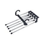 Casa si Gradina - Mobilier - Organizare si depozitare - Umerase si valeti - Umeras pentru pantaloni, 6 perechi, extensibil, metal, negru/argintiu - Infinity.ro