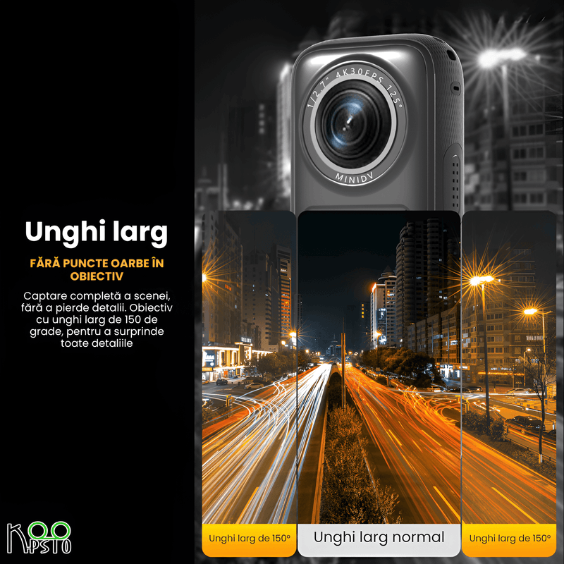 TV, Audio-Video si Foto - Camere de actiune si drone - Camere de actiune - Camera Sport 4K HD Imagini Exceptionale 4K, Ecran Tactil 1, 4 inch IPS, Wi-Fi, Wide Angle de 150°, Lentile HD, Negru - Infinity.ro