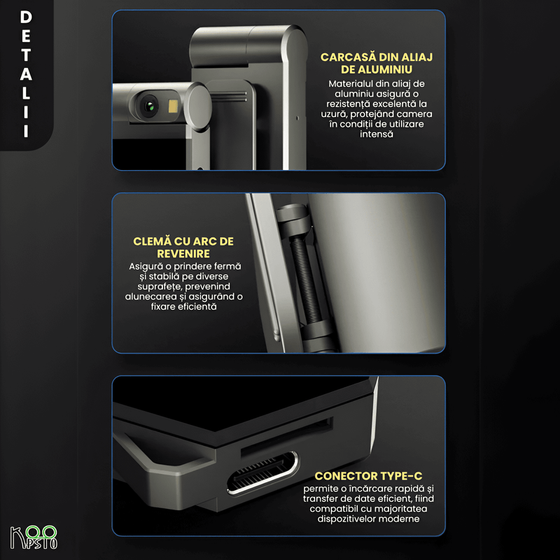 TV, Audio-Video si Foto - Camere de actiune si drone - Camere de actiune - Camera video corporala, Bodycam Ultra HD 2K Koopsio, Rezolutie 2560x1440P, Obiectiv Rotativ 180°, Aliaj Aluminiu, Negru - Infinity.ro