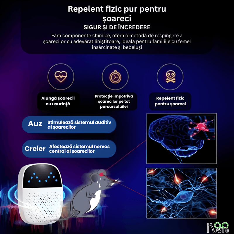 Casa si Gradina - Gradinarit si plante - Intretinere gradina - Articole daunatori gradina - Repelent Ultrasunete AI Smart pentru Soareci si Insecte, Koopsio, Tehnologie Avansata De Rezonanta Acustica - Infinity.ro