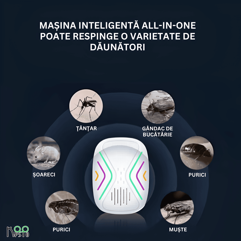 Casa si Gradina - Gradinarit si plante - Intretinere gradina - Articole daunatori gradina - Repelent Ultrasonic Smart pentru Soareci Koopsio, Frecventa Duala AI, Protectie Eficienta 100 m² - Infinity.ro