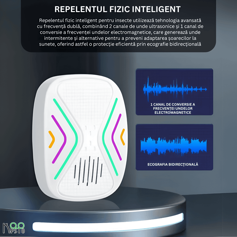 Casa si Gradina - Gradinarit si plante - Intretinere gradina - Articole daunatori gradina - Repelent Ultrasonic Smart pentru Soareci Koopsio, Frecventa Duala AI, Protectie Eficienta 100 m² - Infinity.ro
