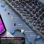 PC, gaming si accesorii - Periferice PC - Tastaturi - Tastatura Docking Station Koopsio Multiport, Slim, Low Profile, Compatibilitate Universala, slot HDMI 4K - Infinity.ro