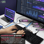 PC, gaming si accesorii - Periferice PC - Tastaturi - Tastatura Docking Station Koopsio Multiport, Slim, Low Profile, Compatibilitate Universala, slot HDMI 4K - Infinity.ro