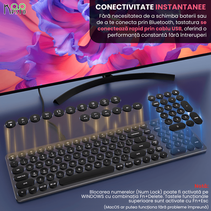 PC, gaming si accesorii - Periferice PC - Tastaturi - Tastatura Docking Station Koopsio Multiport, Slim, Low Profile, Compatibilitate Universala, slot HDMI 4K - Infinity.ro