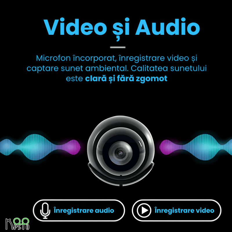 Laptop, Telefoane si Tablete - Wearables si gadgeturi - Gadgeturi - Dispozitive spionaj - Micro Camera HD 1080P Koopsio, Vizualizare Infrarosu, Monitorizare Wi-Fi, Lentila Wide Angle 140°, Negru - Infinity.ro