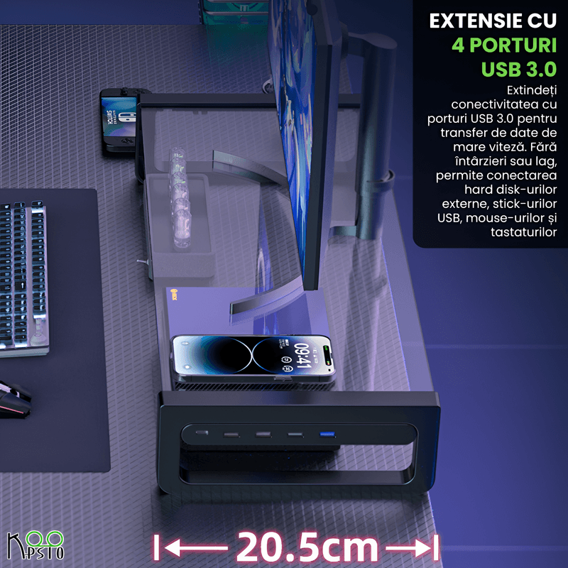Laptop, Telefoane si Tablete - Laptopuri si accesorii - Accesorii Laptop - Docking stations - Docking Station Multifunctional, Suport Monitor Koopsio, Extensie USB, 4 x USB 3.0, 3 x USB-C Incarcare Rapida PD - Infinity.ro