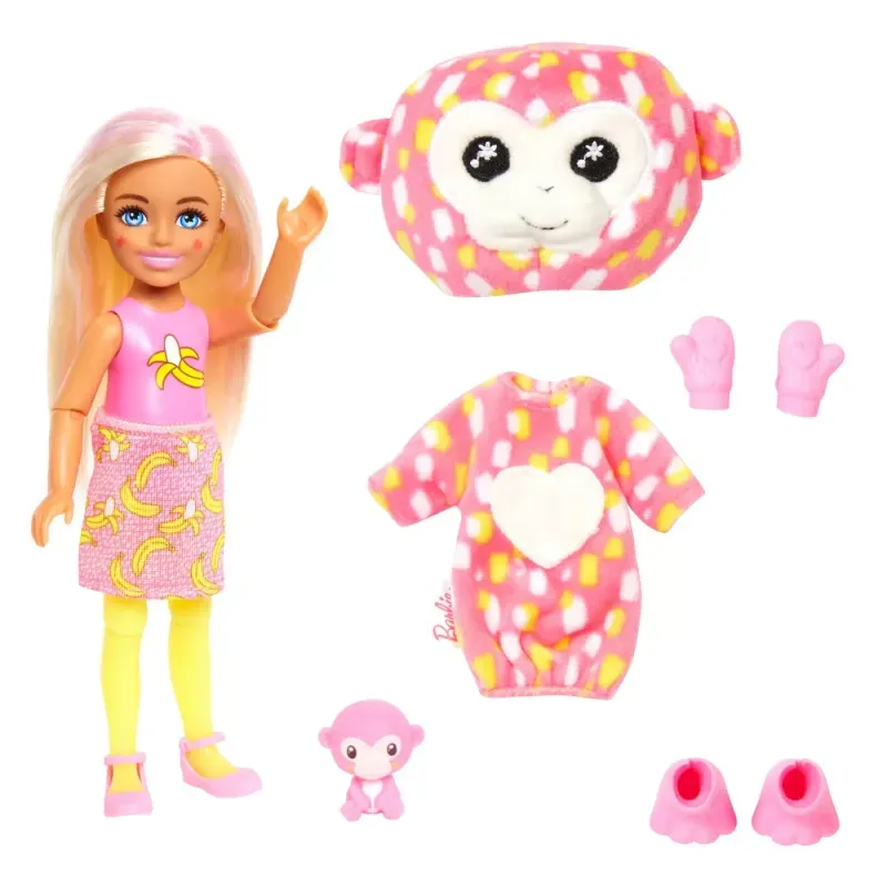 Jucarii, Copii si Bebe - Jucarii si jocuri - Papusi si accesorii - Papusi - Papusa Chelsea, Barbie, Cutie Reveal, Maimutica, 7 surprize - Infinity.ro
