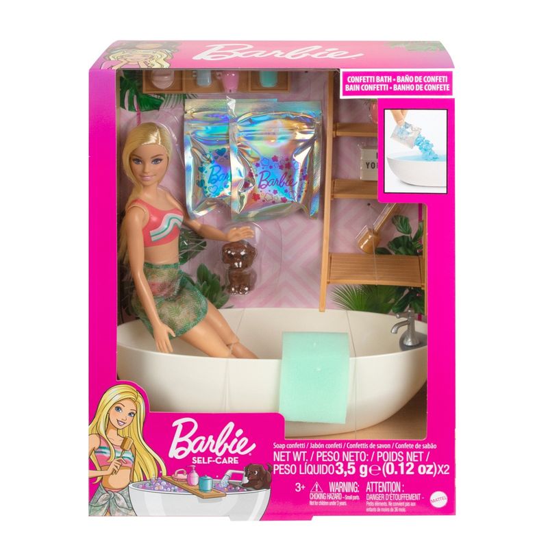 Jucarii, Copii si Bebe - Jucarii si jocuri - Papusi si accesorii - Papusi - Set papusa Barbie, Confetti Bath, Cada si accesorii - Infinity.ro