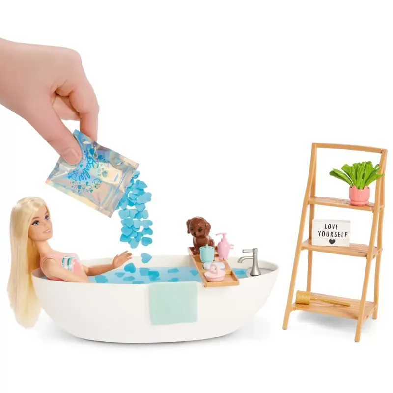 Jucarii, Copii si Bebe - Jucarii si jocuri - Papusi si accesorii - Papusi - Set papusa Barbie, Confetti Bath, Cada si accesorii - Infinity.ro