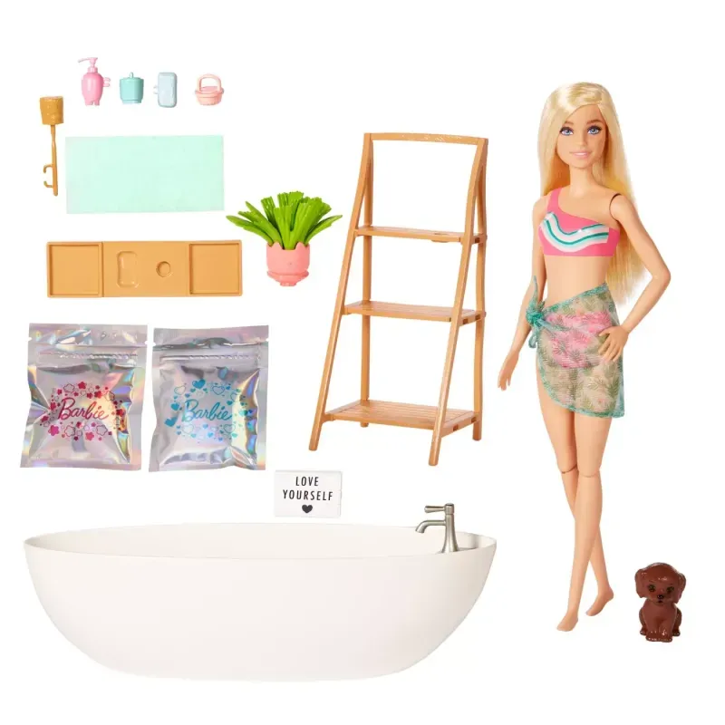 Jucarii, Copii si Bebe - Jucarii si jocuri - Papusi si accesorii - Papusi - Set papusa Barbie, Confetti Bath, Cada si accesorii - Infinity.ro