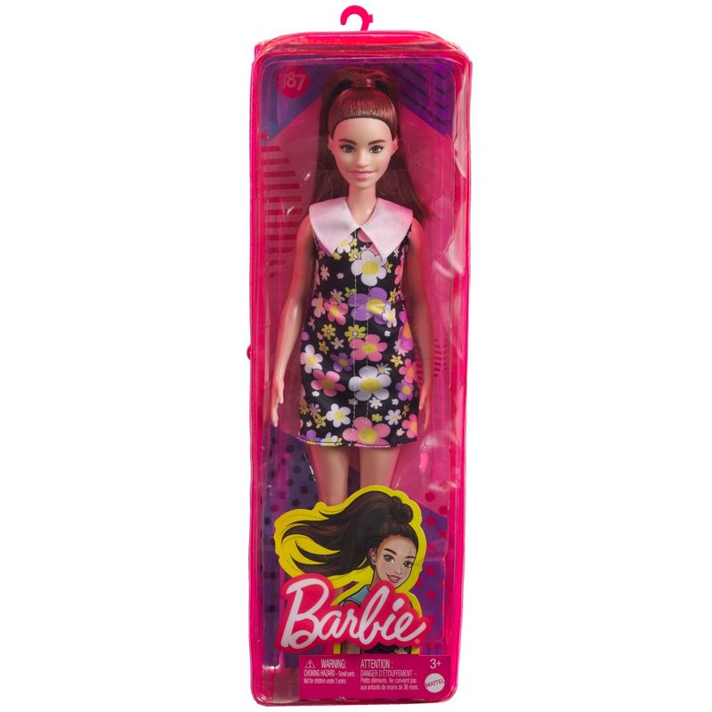 Jucarii, Copii si Bebe - Jucarii si jocuri - Papusi si accesorii - Papusi - Papusa Barbie Fashionista Satena Cu Rochie Cu Imprimeu Floral - Infinity.ro