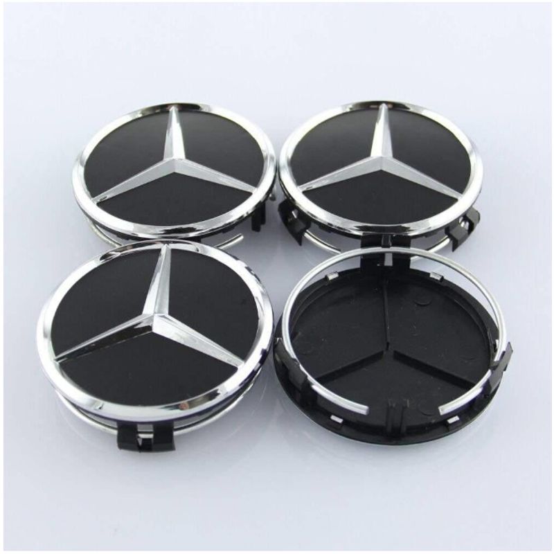 Auto si Moto - Anvelope si jante - Accesorii roti - Capace roti - Set 4 Capace jante aliaj Mercedes Benz 70mm - 75mm Negre - Infinity.ro