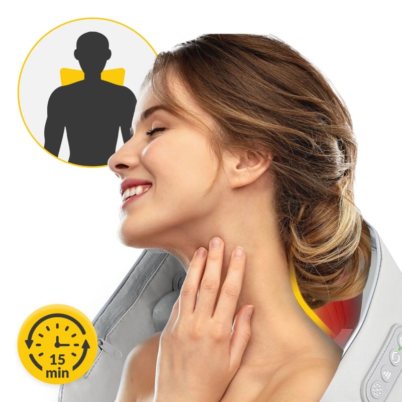Ingrijire personala si Cosmetice - Sanatate si wellness - Articole wellness - Aparate si dispozitive de masaj - Aparat Masaj Cervical Hands-Free, pentru Relaxare Musculara, Rola de Masat care Imita Masajul Uman, Functie Incalzire - Infinity.ro