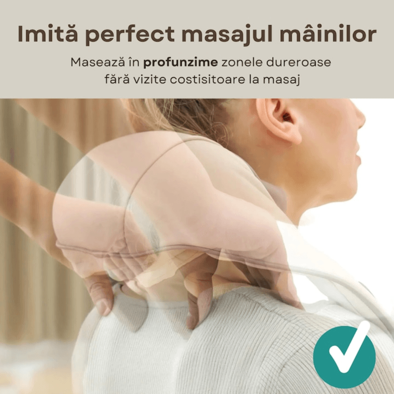 Ingrijire personala si Cosmetice - Sanatate si wellness - Articole wellness - Aparate si dispozitive de masaj - Aparat Masaj Cervical Hands-Free, pentru Relaxare Musculara, Rola de Masat care Imita Masajul Uman, Functie Incalzire - Infinity.ro