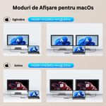 PC, gaming si accesorii - Retelistica - Hub-uri - Hub Adaptor Multiport 10 in 1 USB-C, 2 x USB-A 3.1, 2 x HDMI 4K, 30 Hz, 1 x USB-C, 1 x RJ45 Ethernet, din Aluminiu, Gri - Infinity.ro