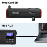 TV, Audio-Video si Foto - Portabile audio - Radio - Radio Portabil FM, Boxa Bluetooth, LCD, Card Micro SD, AUX, EQ 6 Moduri, Maner Transport, USB, Negru/Rosu - Infinity.ro