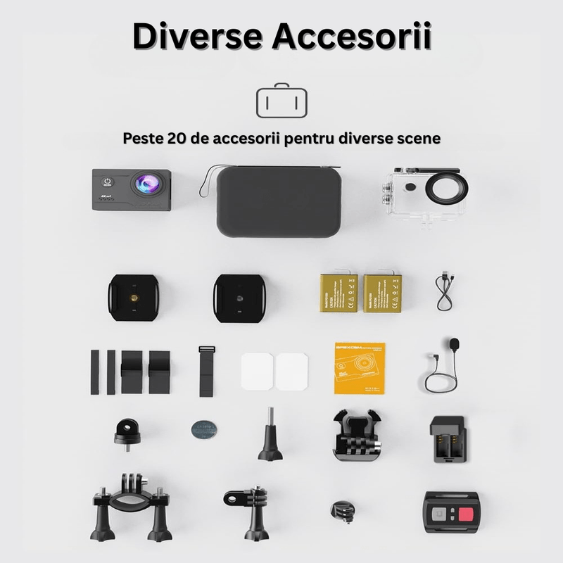 TV, Audio-Video si Foto - Camere de actiune si drone - Camere de actiune - Camera Sport WiFi M80, 4K/30FPS, 20MP, LCD 2.0", 170° Reglabil, Rezistenta Apa 40M, Telecomanda, 2 Baterii, Geanta - Infinity.ro